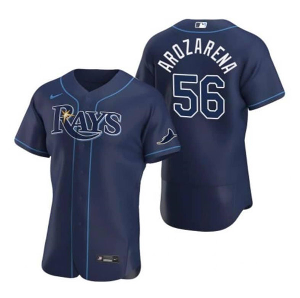 Men's Navy Tampa Bay Rays #56 Randy Arozarena Flex Base Stitched Jersey